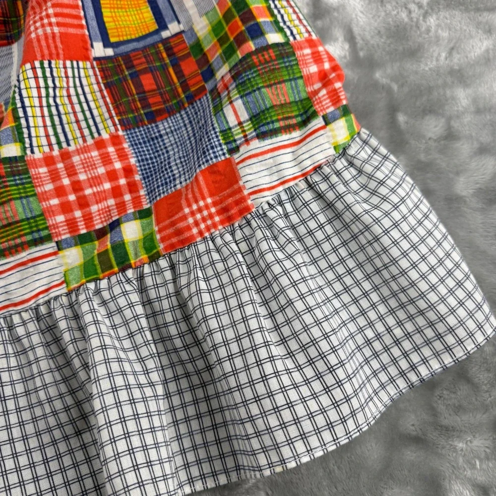 Vintage 70's Patchwork Plaid Ruffle Midi Skirt Boho Romantic Folk, High Waist - Picture 10 of 15